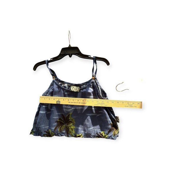 Uluwatu Tropical Palm Tree Cropped Tank Top Navy Free Size Casual Summer - Picture 6 of 6